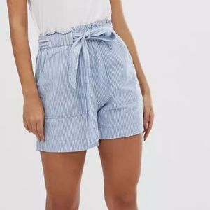 Vero Moda Chambray Stripe Tie Waist Shorts